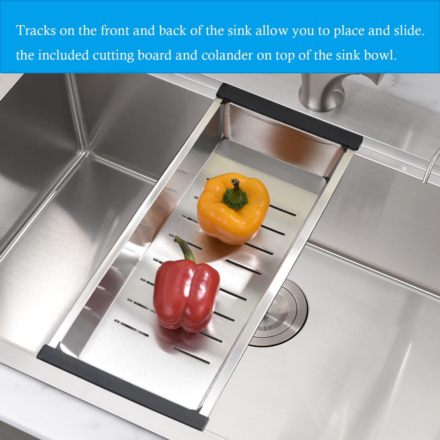 VOKIM 33 x 22 Inch Drop-in Stainless Steel Kitchen Sink Workstation - 16 Gauge 10