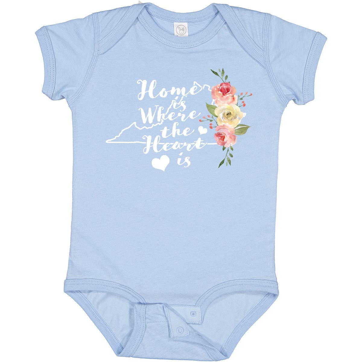 Inktastic Virginia Home is Where The Heart is Watercolor Baby Bodysuit - Soft Cotton Infant Onesie for Newborns & Toddlers - Perfect for Family Photos, Holidays & Everyday Wear