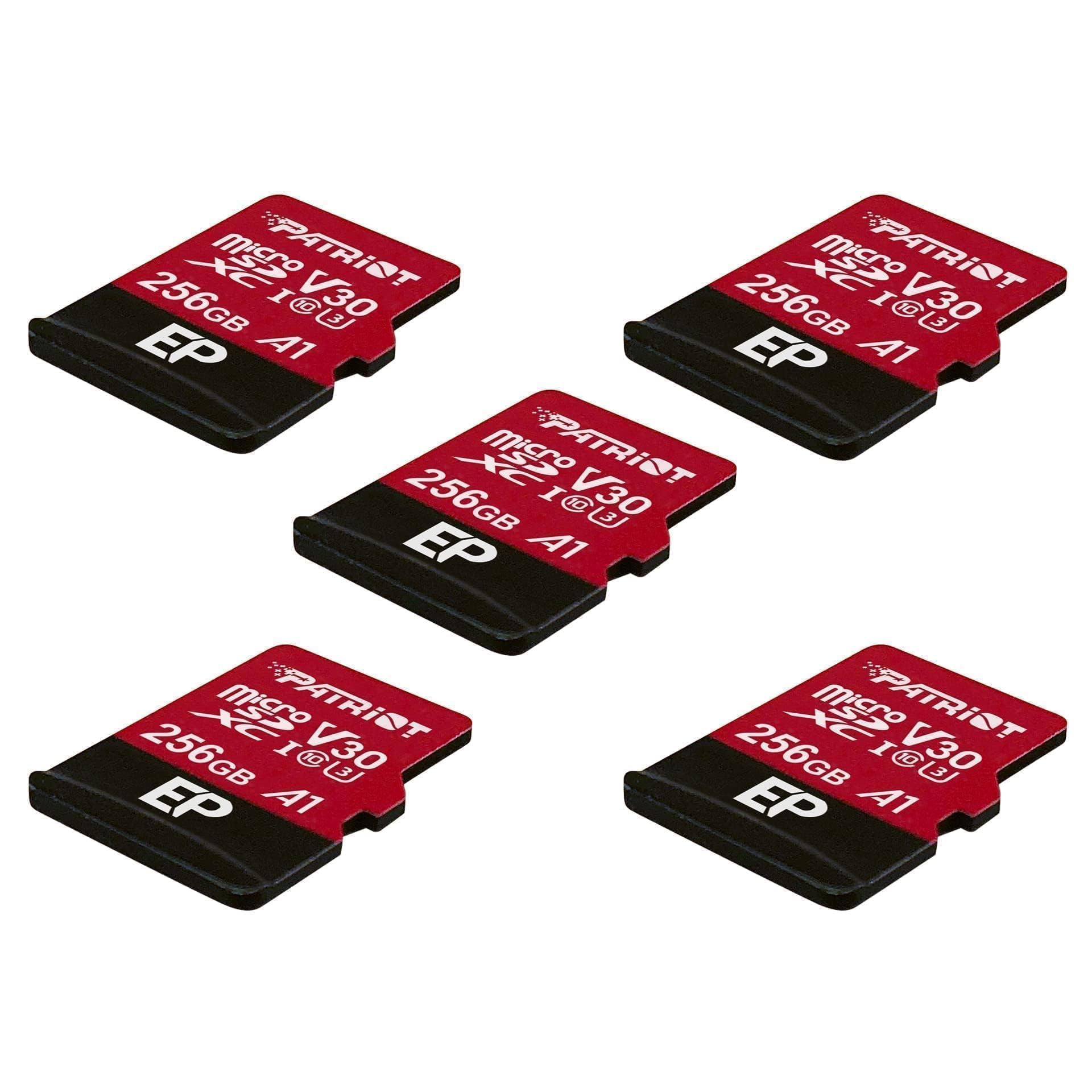 Patriot 256GB A1 V30 Micro SD Card 5-Pack - High Speed Memory Card for Android Phones, Tablets, Drones, and 4K Video Recording | Perfect for Photography, Gaming, and Mobile Storage