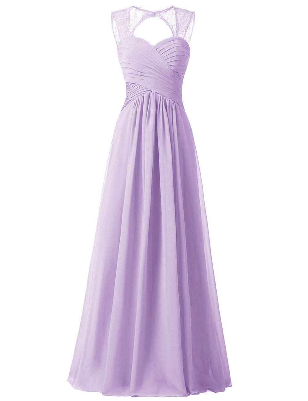 Uther Women's Chiffon Lace Strap Long Formal Prom Dress - Elegant Sleeveless Bridesmaid Gown for Weddings, Parties & Special Occasions