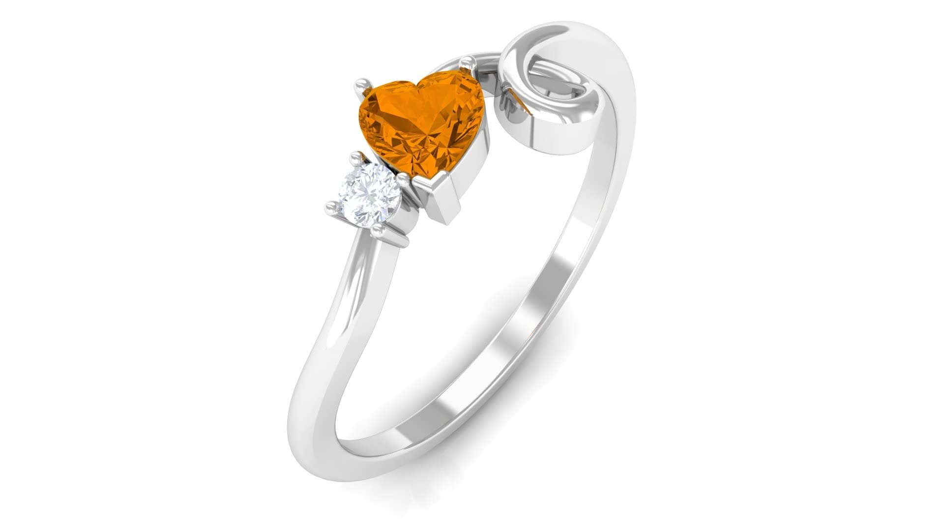 14K Solid Gold Citrine and Diamond Heart-Shaped Promise Ring - November Birthstone Jewelry for Women, Gift for Her, Anniversary, Valentine's Day & Special Occasions