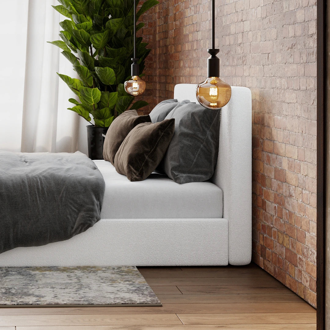 Classic Upholstered Headboard with Boucle Fabric - Perfect for Bedroom Decor & Modern Home Styling