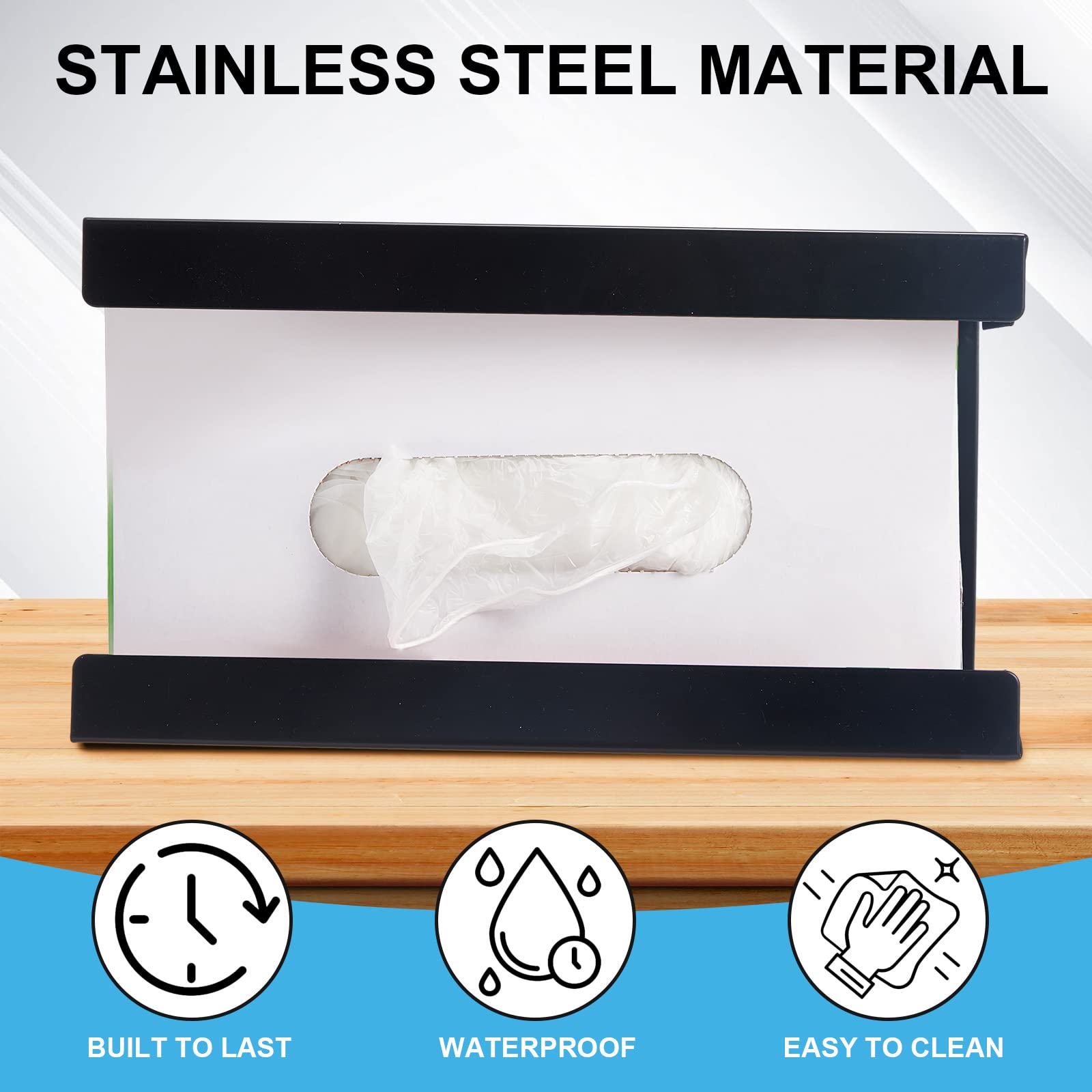 Lounsweer 2 Pack Magnetic Glove Dispenser Holder - Commercial Quality Glove Box for Towels, Wipes & Tissues - Wall Mount for Kitchen, Fridge, Office, Workshop, Garage, Hospital (Black) - Perfect for Hygiene & Organization in High-Traffic Areas
