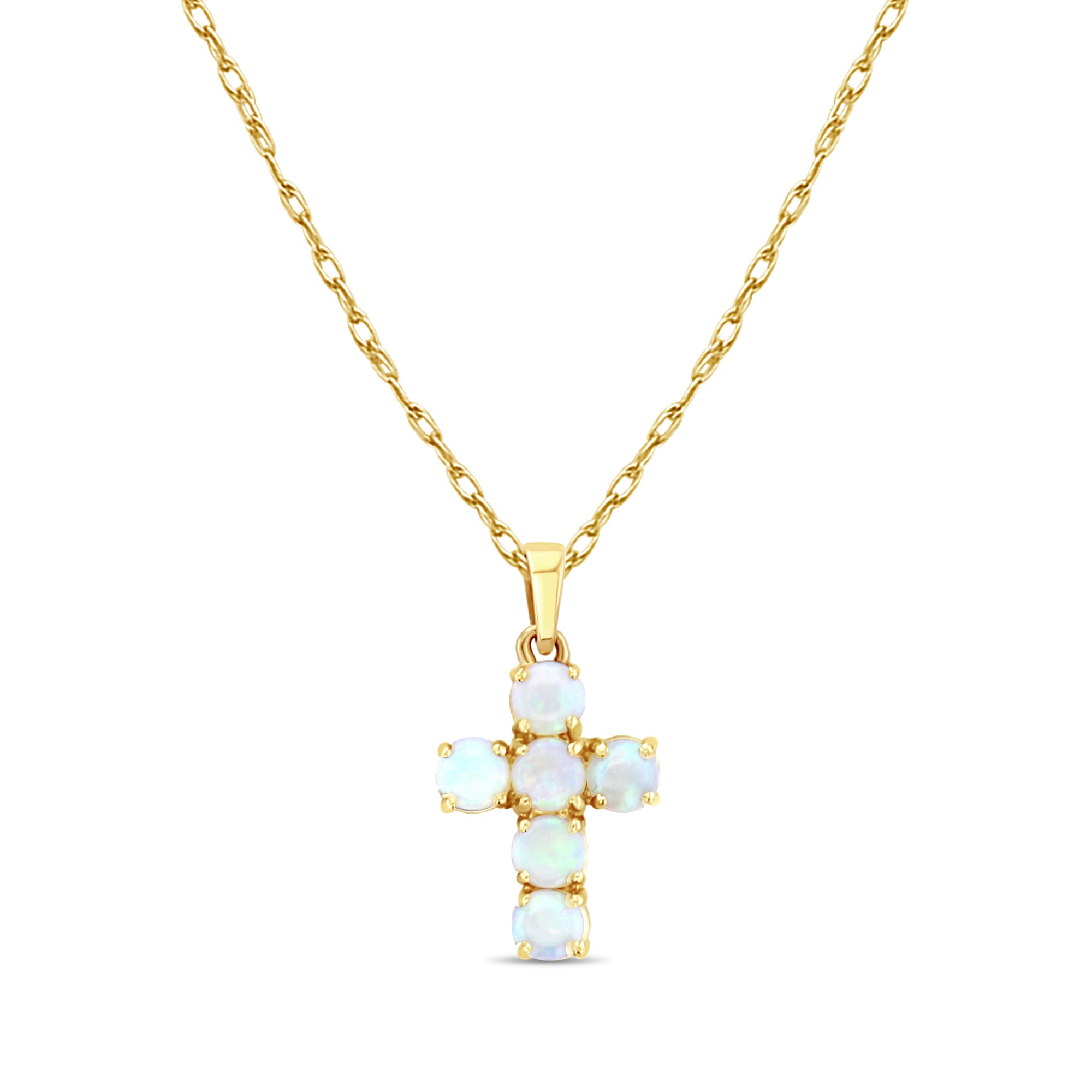 Elegant Small Round Opal Cross Necklace for Women - Dainty Sterling Silver Pendant Jewelry Gift for Birthday, Anniversary & Everyday Wear