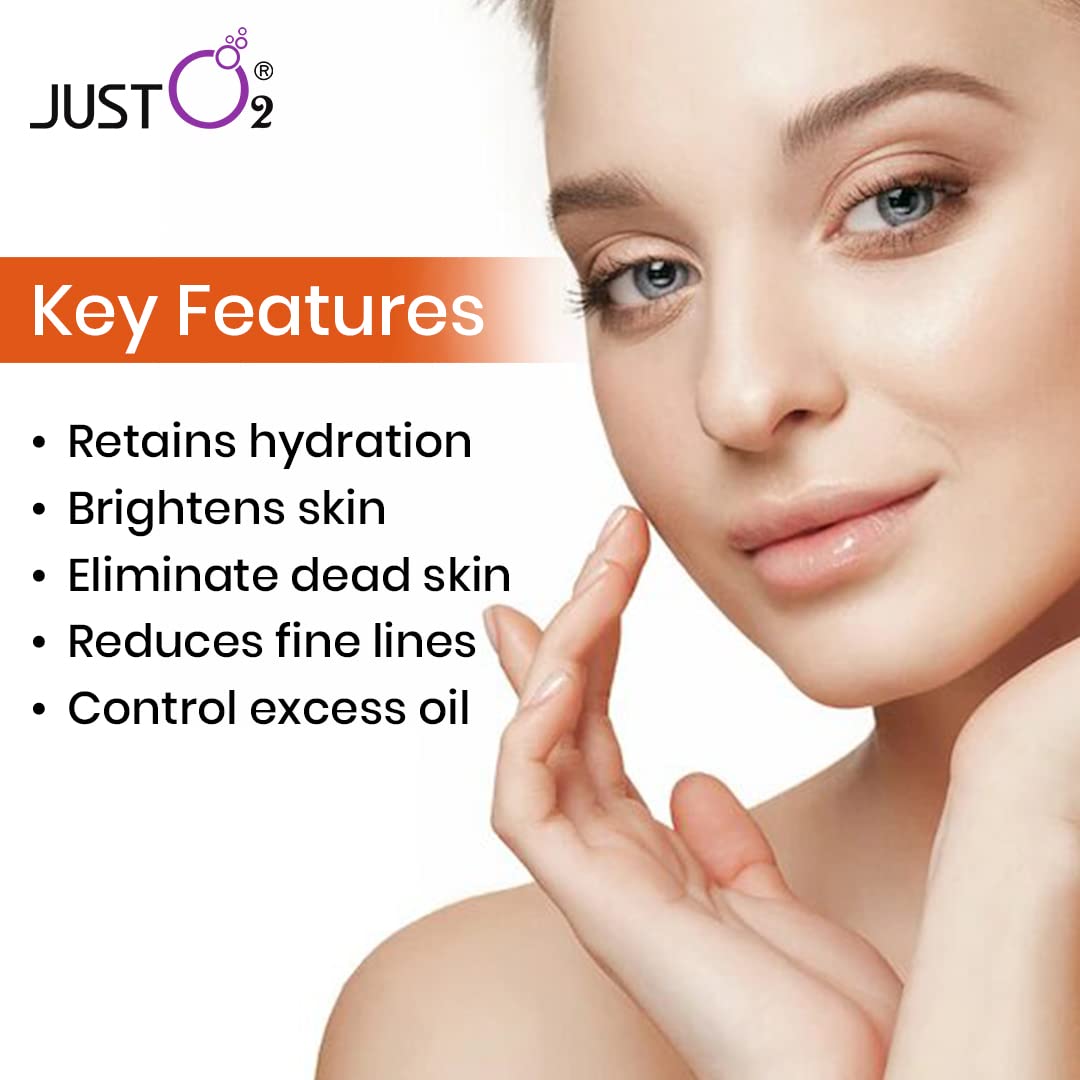 Beauty Relay London Just O2 Vitamin C Facial Kit - Anti Scar, Skin Tightening, Anti Wrinkle & Pigmentation Treatment | DIY Self Care Travel-Friendly Set with Peel-Off Rubber Mask for Glowing Skin at Home or On-The-Go