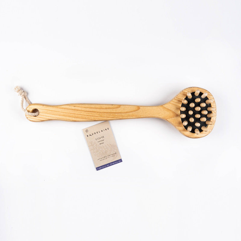 Premium Cedar Wood Massage Brush for Relaxation & Exfoliation - Perfect for Dry Brushing, Lymphatic Drainage & Spa Treatments at Home
