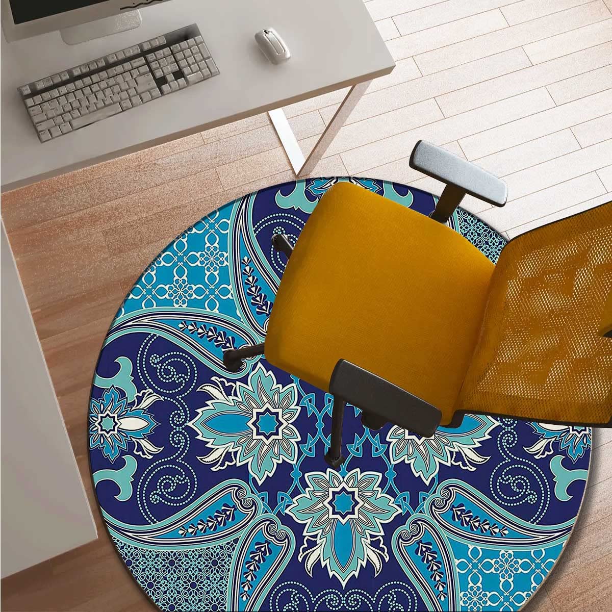 47 Inch Navy Blue Desk Chair Mat for Hardwood Floors - Non-Slip Office Chair Carpet Protector for Computer Workstations | Perfect for Home Office, Gaming Setup & Workspace Protection