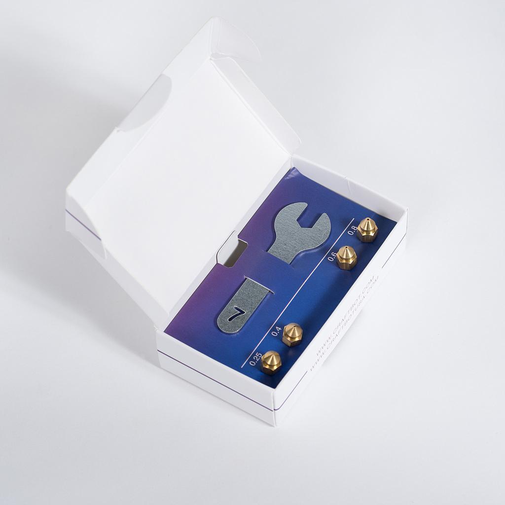Craftbot FLOW Brass Nozzle Kit for 3D Printers - High Precision 0.2mm to 0.8mm Nozzle Set - Compatible with Most FDM 3D Printers - Perfect for Detailed Printing, Prototyping, and DIY Projects