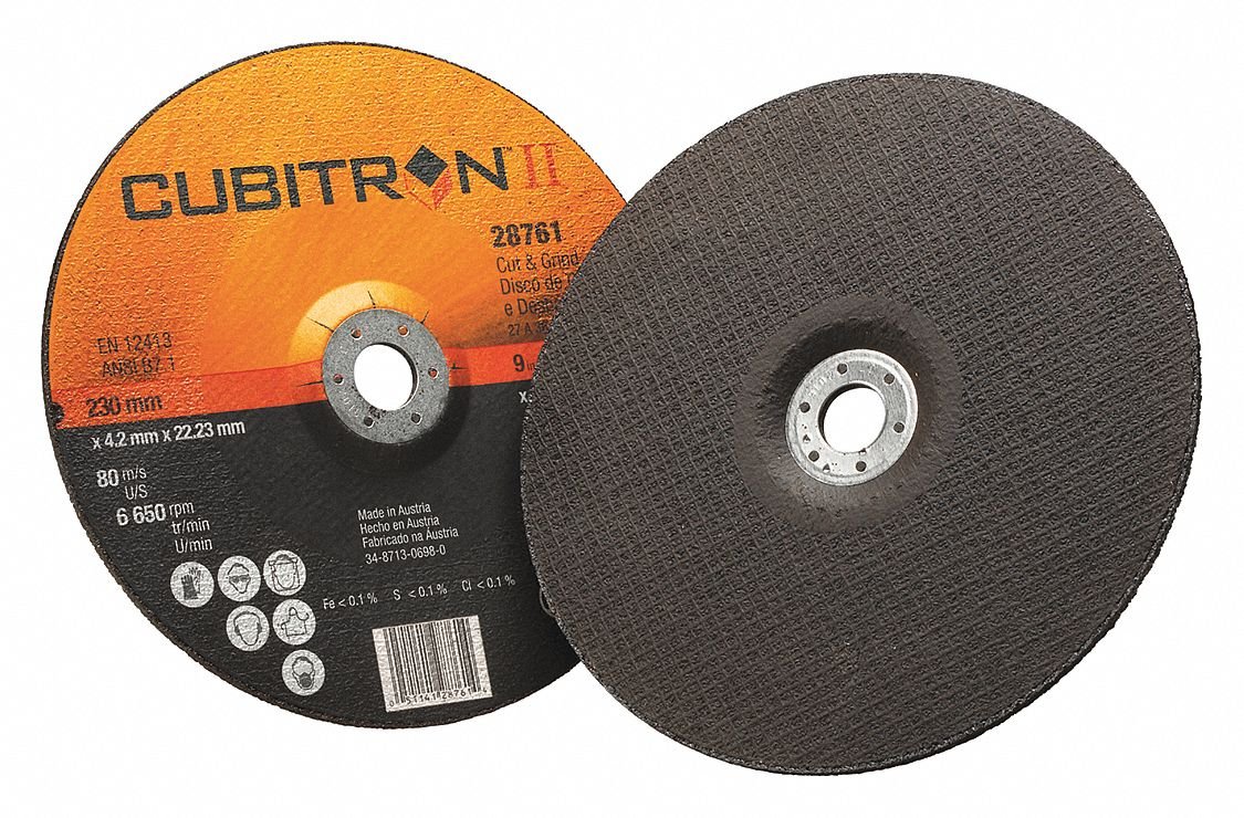 3M 9-Inch Type 27 Ceramic Depressed Center Grinding Wheel - 7/8-Inch Arbor, 1/8-Inch Thickness, 6650 Max RPM - Ideal for Metal Grinding, Welding & Fabrication Projects