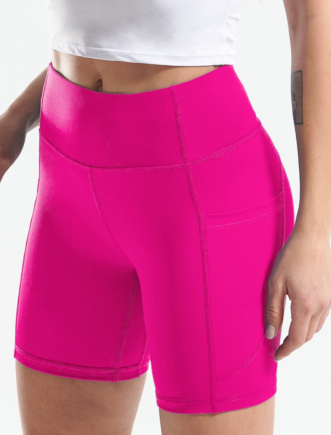 CADMUS High Waist Yoga Shorts for Women - 3/4/6/7/8 Inch Inseam, Naked Feeling Workout Running Biker Shorts - Perfect for Yoga, Gym, Running & Lounge Wear