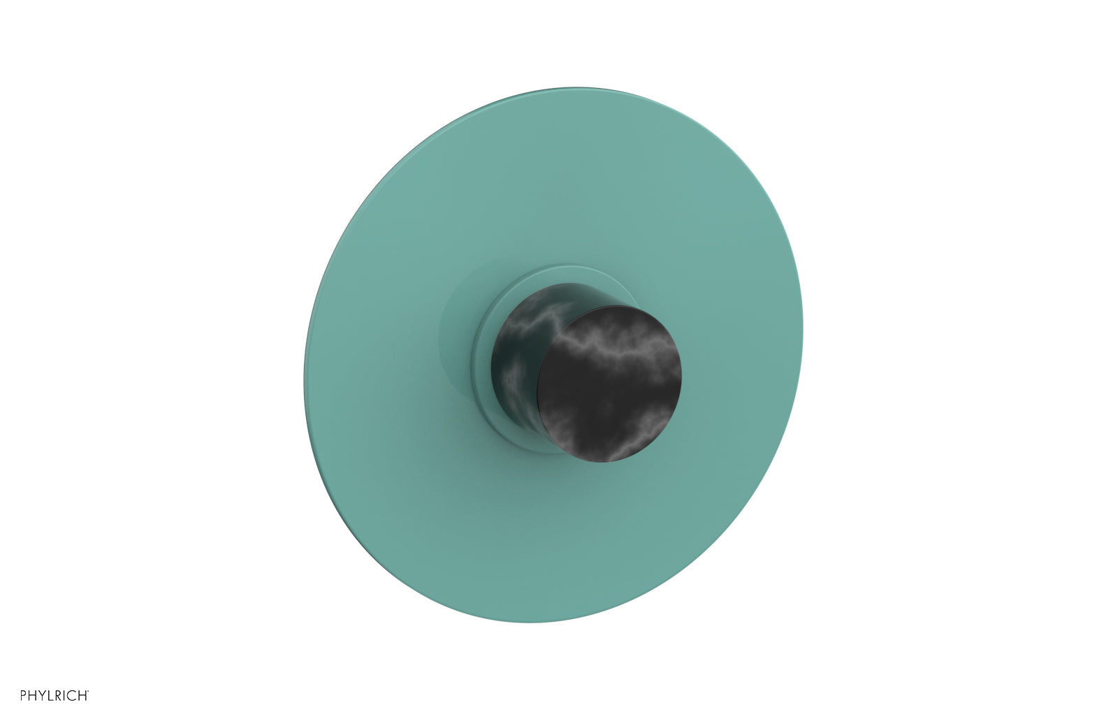 BASIC II 3/4 Thermostatic Round Shower Trim Plate with Black Marble Handle - Modern Bathroom Faucet for Luxury Showers (Model 4 182) | Perfect for Spa-Like Bathroom Renovations