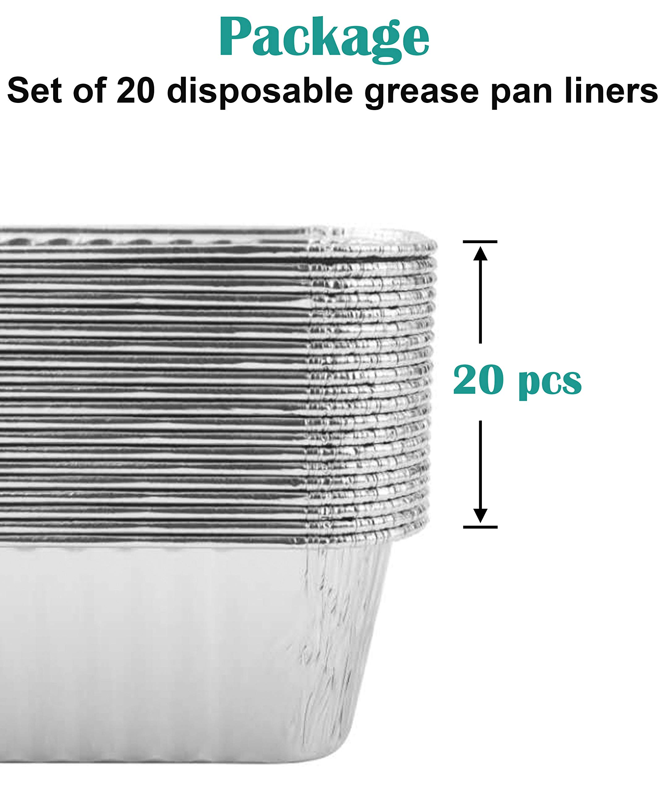 20 Pack Aluminum Foil Grill Drip Pans for Blackstone 17 & 22 Inch Griddles - Disposable BBQ Grease Trays with Rear Grease Cup | Perfect for Outdoor Cooking, Camping & Backyard Grilling