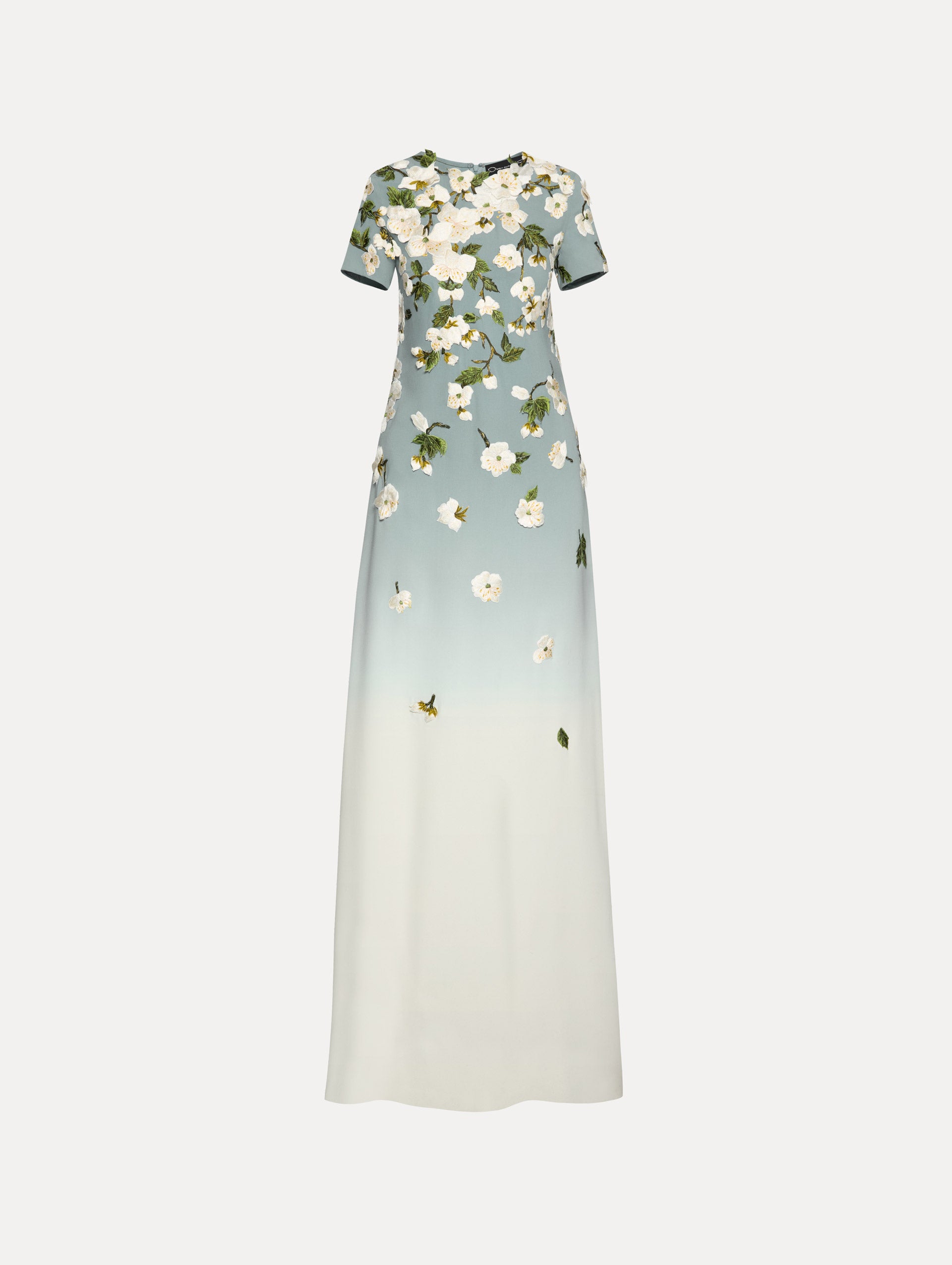 Elegant Ombré Cherry Blossom Gown - Flowy Long Dress for Women, Perfect for Weddings, Prom & Special Occasions