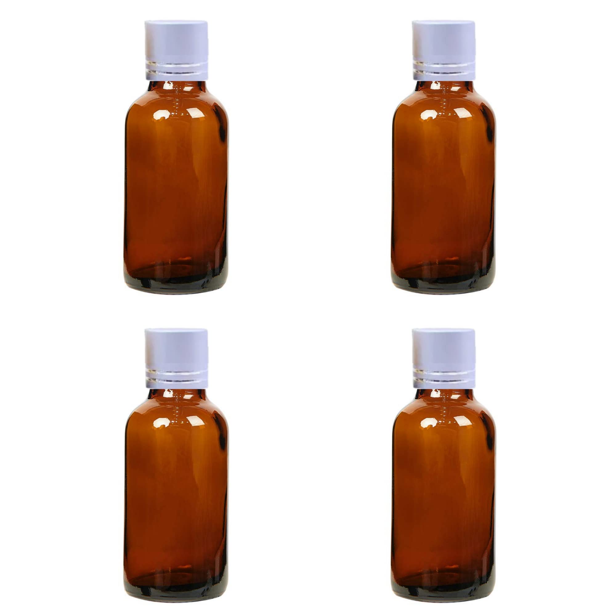 Refillable 30ml Amber Glass Bottles with Silver Cap & Dropper - Pack of 4 for Essential Oils, Serums, DIY Skincare, Travel Toiletries | Perfect for Aromatherapy, Beauty Products & Home Organizing