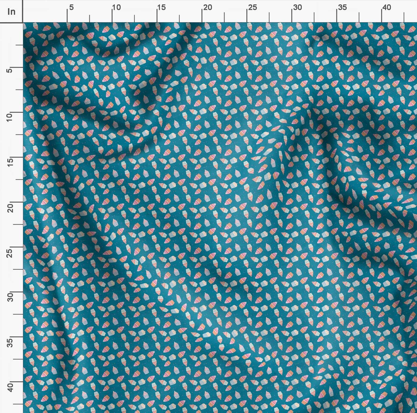 Soimoi Moss Georgette Blue Fabric by The Yard - 42 Inch Wide Cotton Fabric with Whimsical Dot & Cupcake Print for Dresses, Curtains & DIY Crafts - Sweet Fashion & Home Decor Fabric