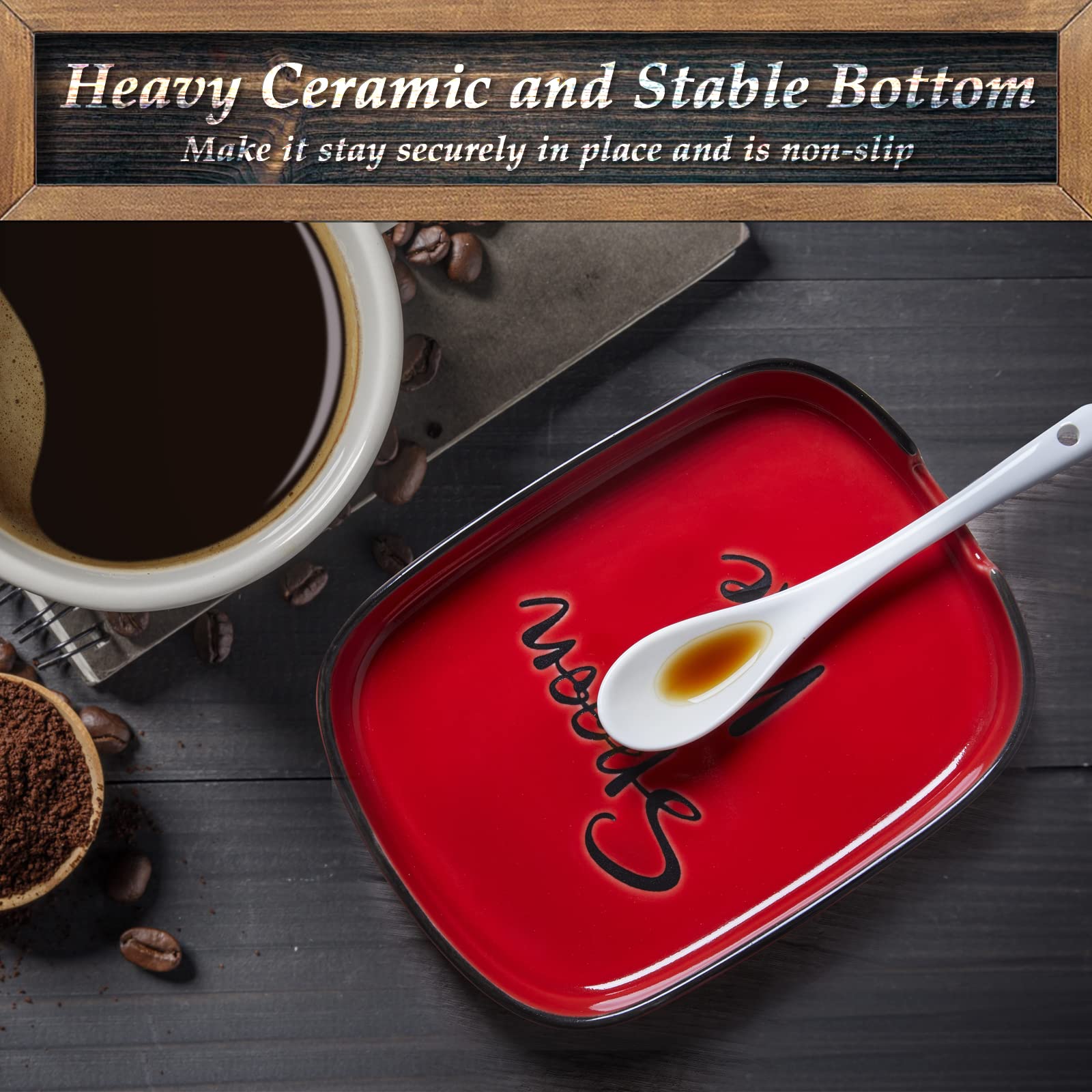 **Large Heat-Resistant Ceramic Spoon Rest for Stove Top & Kitchen Counter - Red Cooking Utensil Holder for Spoons & Ladles - Perfect for Cooking, Serving & Decorating Your Kitchen**