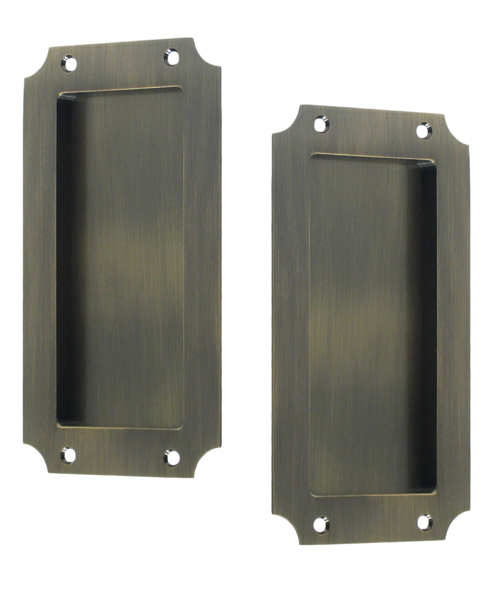 FPL Manor Solid Brass Pocket Door Hardware Set - Passage & Hall/Closet Function - Antique Brass Finish for Vintage Home Interiors & Modern Spaces