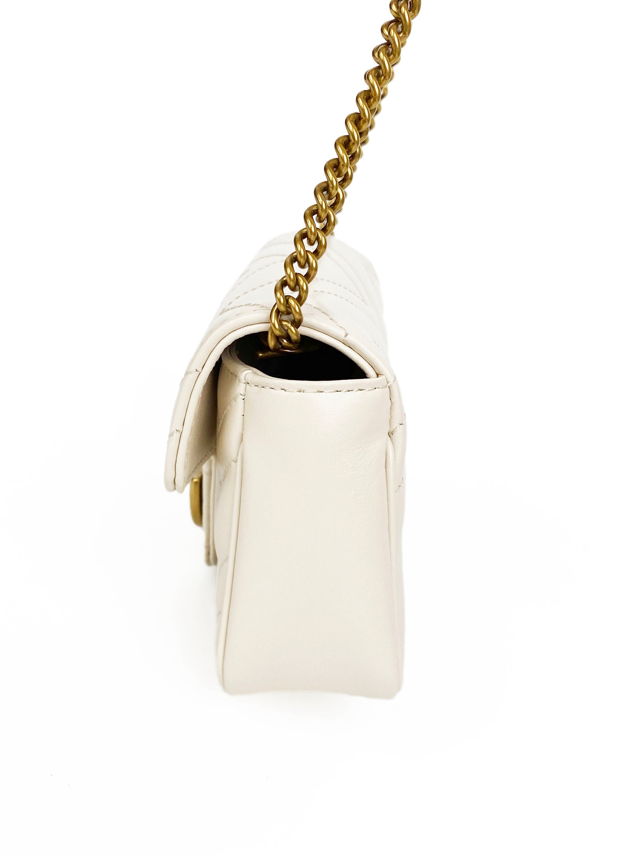 Gucci Super Mini White Marmont Crossbody Bag - Luxury Leather Shoulder Purse for Women, Perfect for Date Night & Evening Events