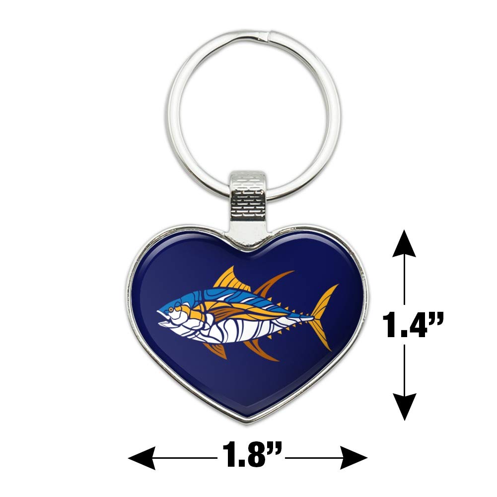 Stylish Tuna Fish Design Heart-Shaped Metal Keychain - Perfect for Gifts, Key Rings & Everyday Carry Accessories