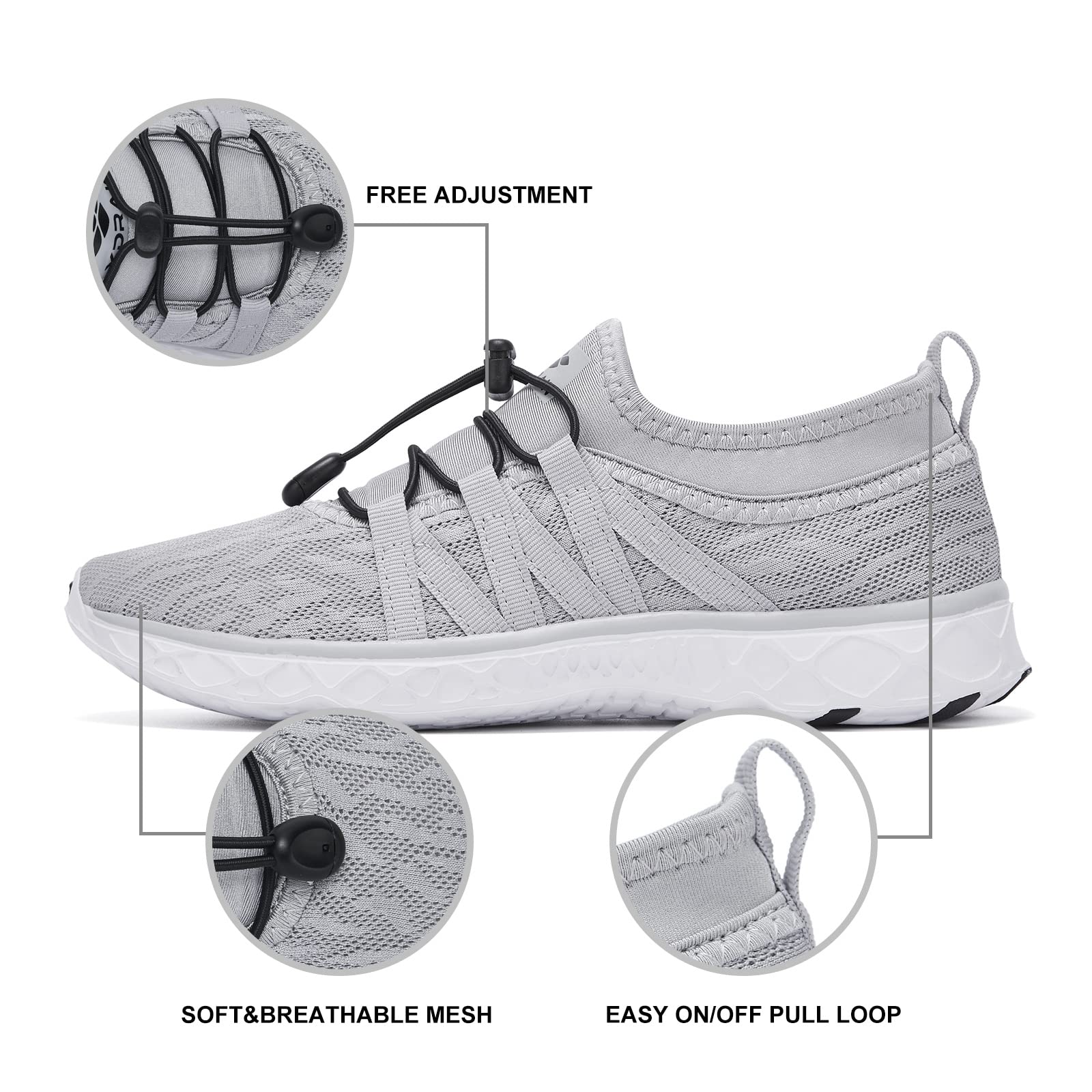 Aleader Women's Quick-Dry Mesh Slip-On Water Shoes for Beach, Pool, Yoga & Travel - Lightweight Aqua Shoes for Women