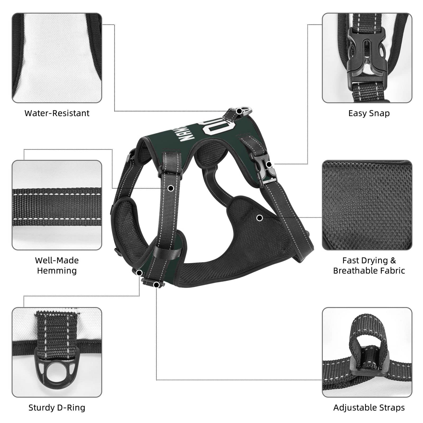 Custom Personalized Dog Harness with Name & Phone Number - Reflective Adjustable Pet Vest for Small Medium Large Dogs & Cats - Perfect for Walks, Hiking & Outdoor Adventures