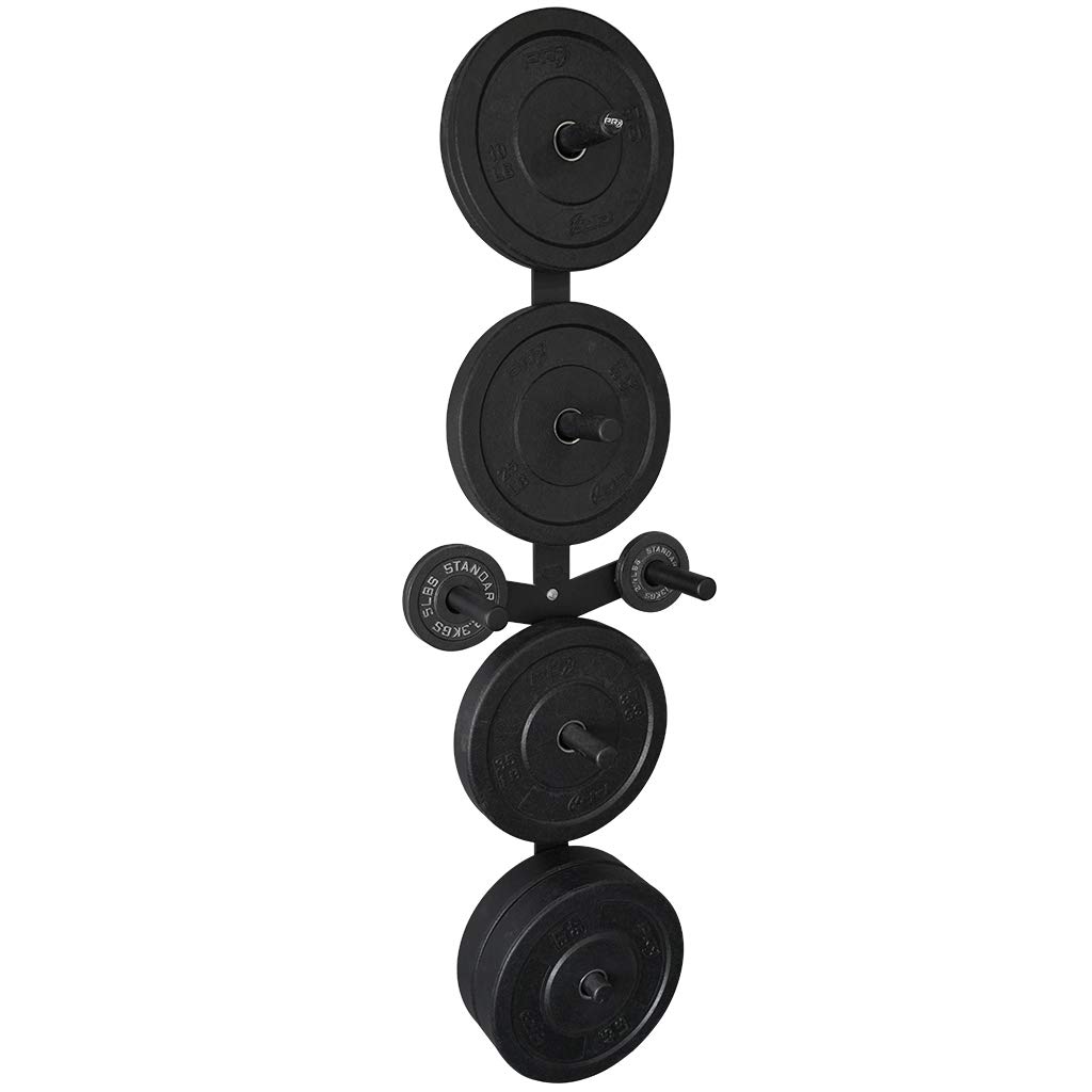 PRx Performance Vertical Bumper Plate Holder - 3 or 4 Peg Wall Mount Weight Plate Storage for 2-Inch Olympic Barbells - Perfect for Home Gym, Commercial Fitness Center & Garage Workouts - Durable Plate Rack Organizer for Weightlifting & CrossFit Training