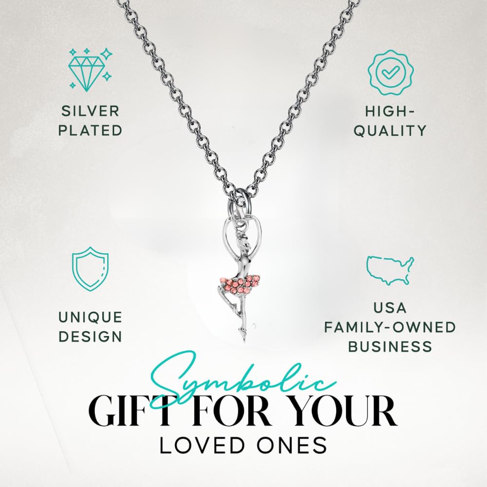 Sportybella Girls Dance Necklace - Elegant Ballet Charm Pendant - Perfect Gift for Ballerinas, Dancers & Dance Recitals - Ideal for Performances, Rehearsals & Special Occasions