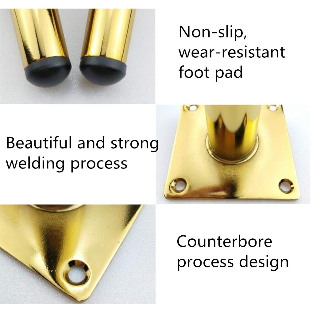 4 Pcs Wrought Iron Furniture Legs - Heavy Duty Metal Table Legs, Sofa Bed Risers, Cabinet & Stool Feet - Replacement Support Legs for Home Office & Living Room Furniture