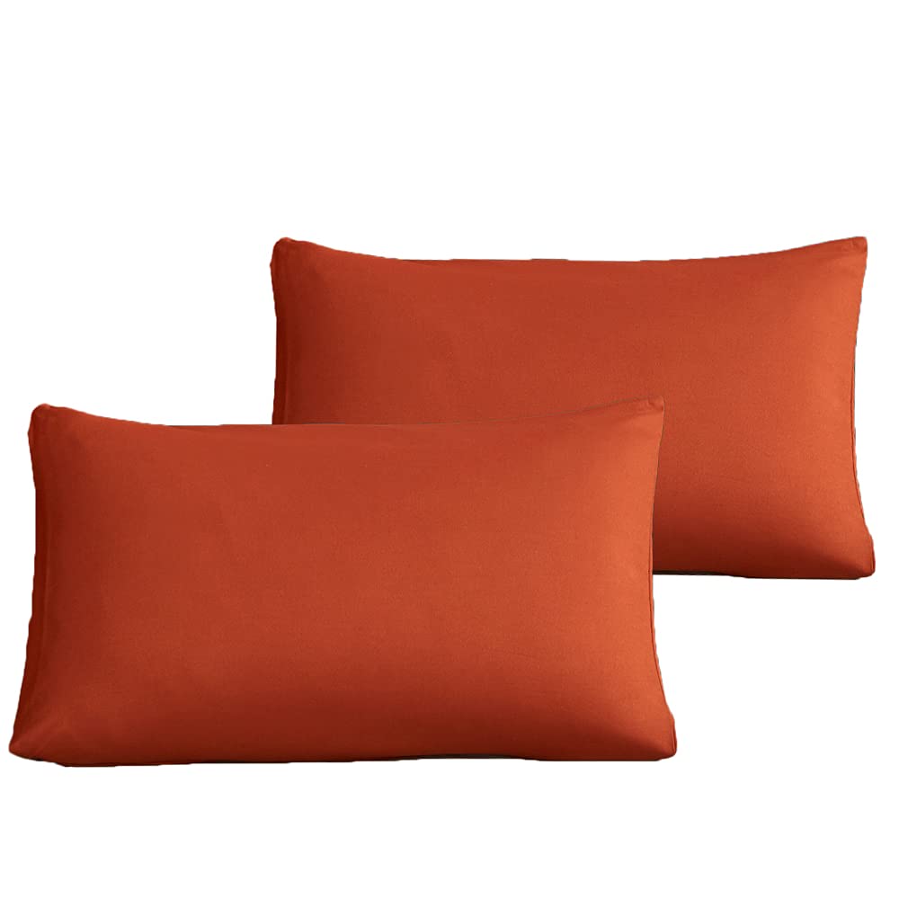 CLOTHKNOW Rust Pillowcases Set of 2 - Standard/Queen Size Burnt Orange & Terracotta Pillow Covers - Soft Caramel Shams for Bedroom Decor - Perfect for Fall Home Styling, Boho Chic Interiors & Cozy Bedroom Makeovers