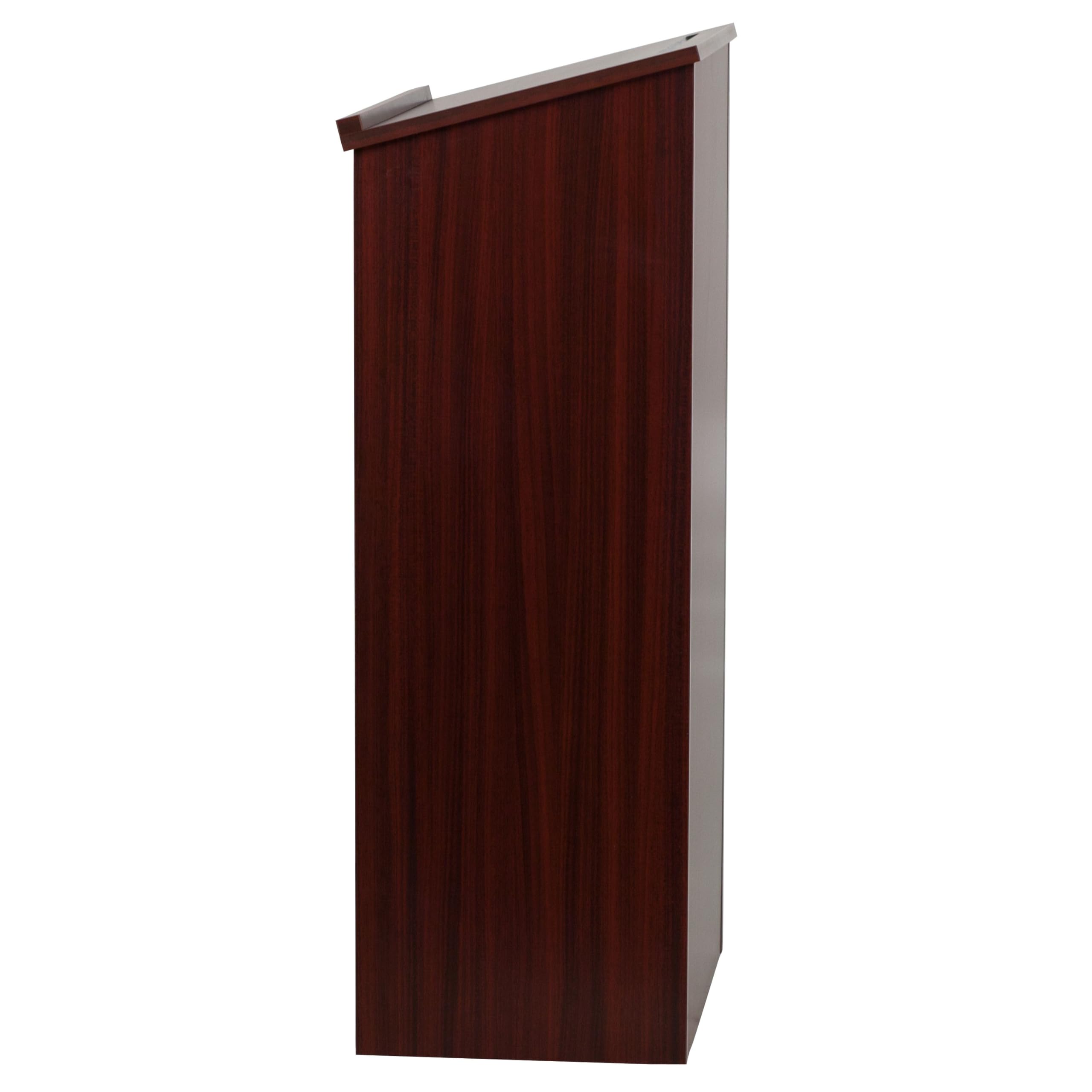 Flash Furniture Mysta Mahogany Stand-Up Lectern - Adjustable Height Podium for Public Speaking, Church, Classroom & Conference Presentations