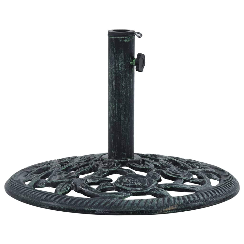 FAMIROSA Heavy Duty Cast Iron Bronze Garden Umbrella Base - 19.8 lbs Floral Design Outdoor Parasol Stand (15.7
