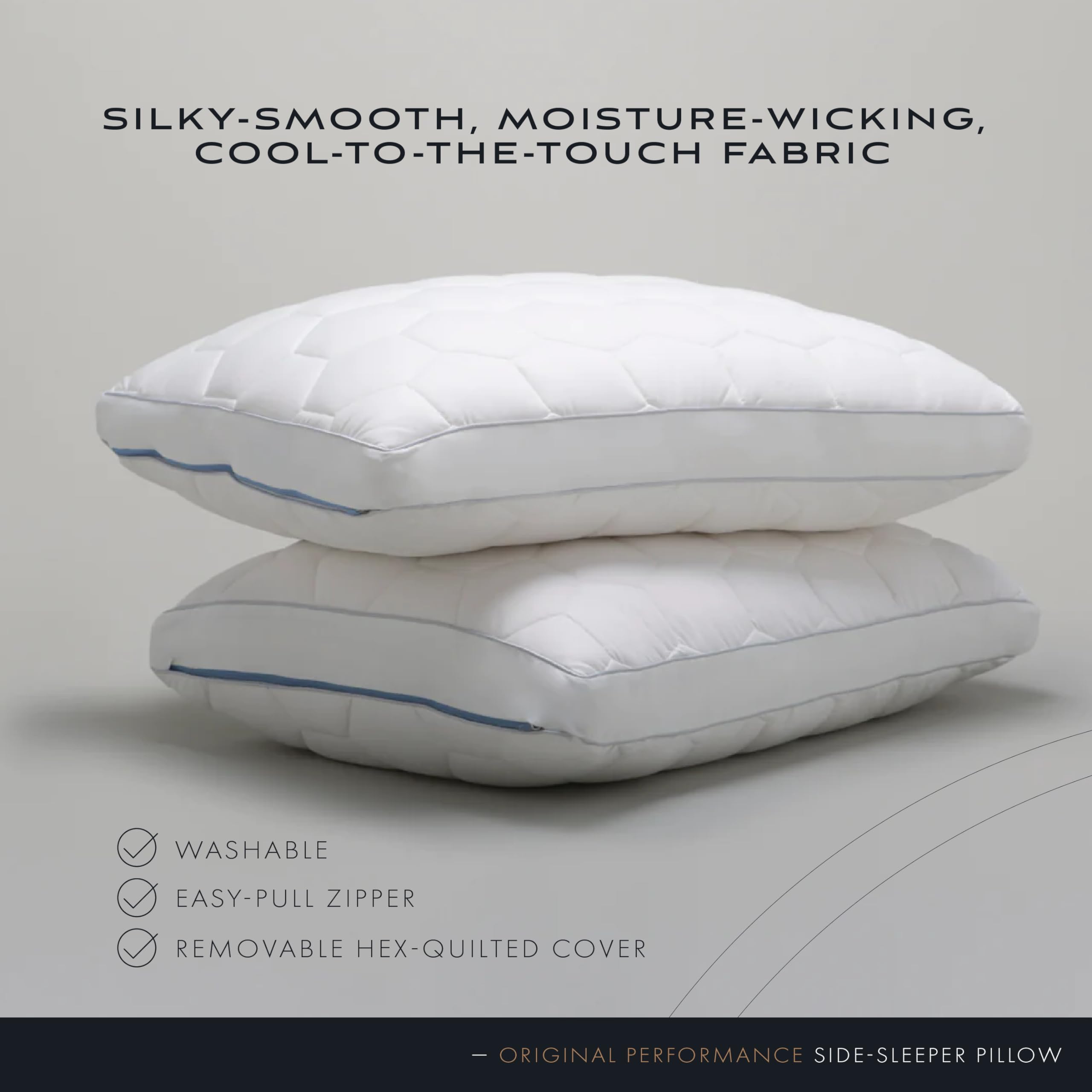 SHEEX Original Performance Down-Alternative Cooling Pillow for Side Sleepers - King Size Supportive Pillow for Hot Sleepers & Neck Pain Relief - Perfect for Bedroom, Guest Room & Travel