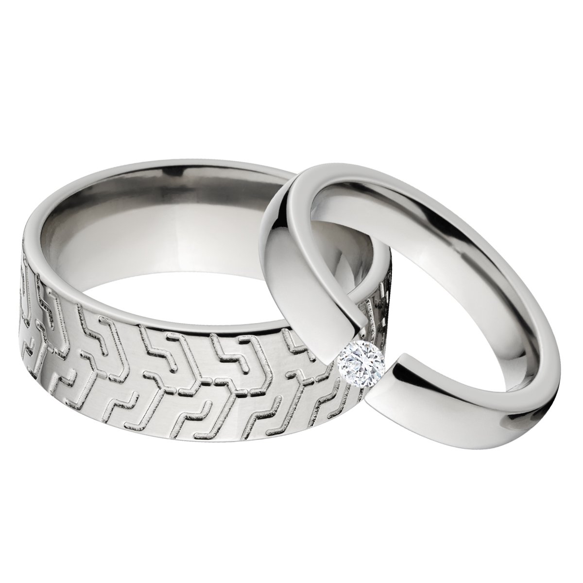 His and Her Matching Titanium Ring Set - Aerospace Grade Titanium Wedding Bands for Couples, Durable & Hypoallergenic Jewelry for Anniversary, Engagement or Everyday Wear