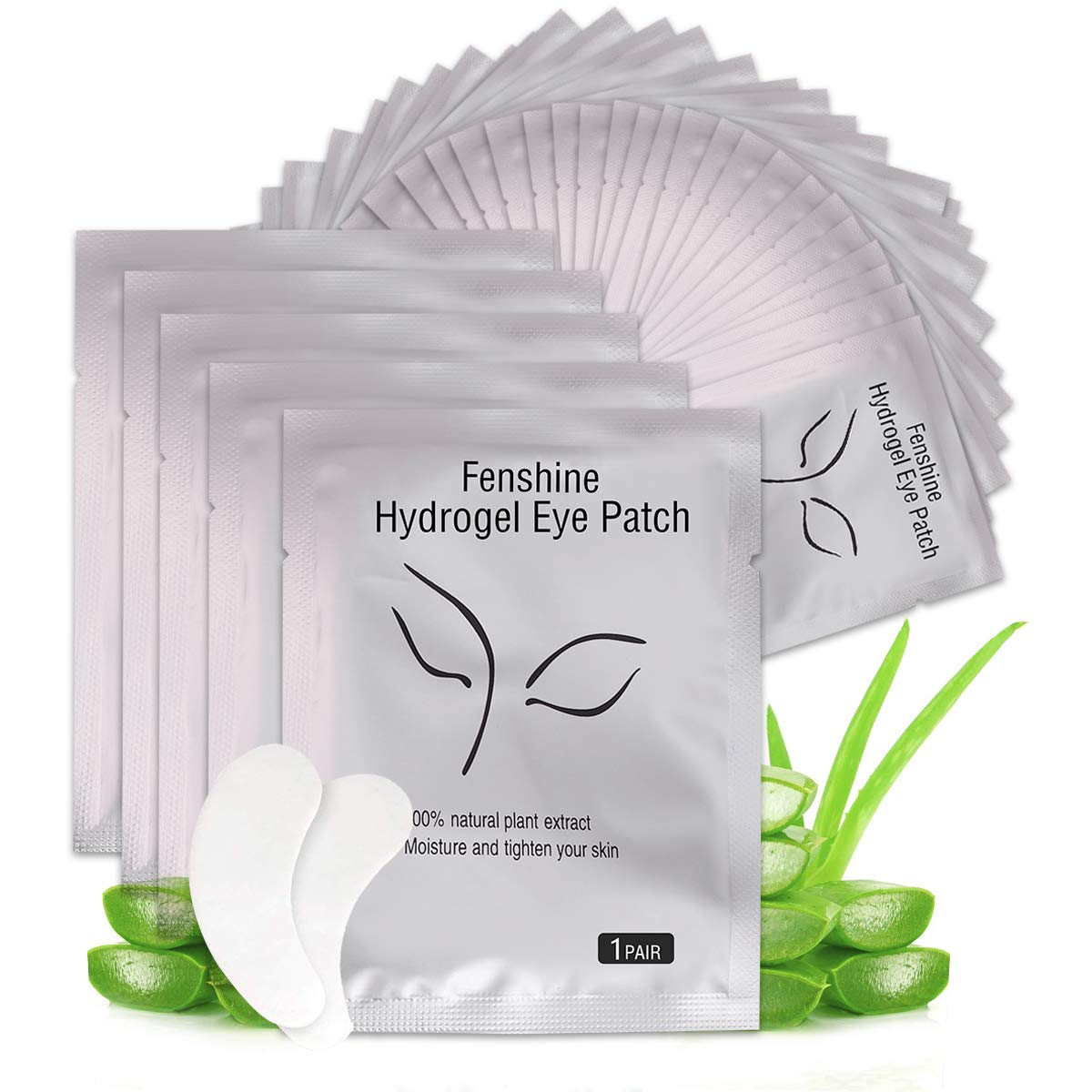 Fenshine 100 Pairs Eyelash Extension Eye Pads - Lint Free Hydrogel Under Eye Patches for Professional Lash Extensions | Gentle Protection for Sensitive Skin, Perfect for Salons & Home Lash Application