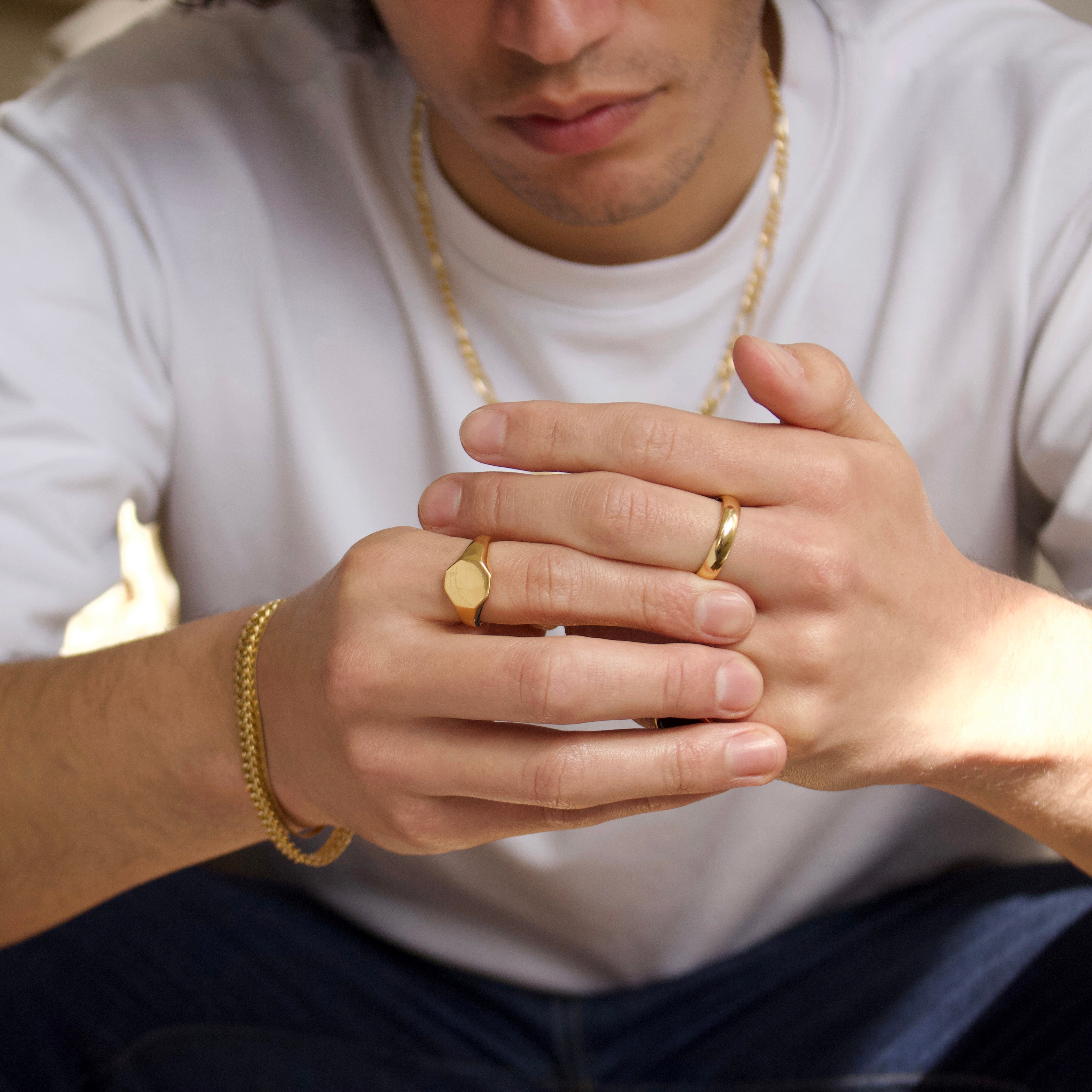 Men's Round Ring - Sterling Silver or Gold Plated Wedding Band for Men - Perfect for Engagement, Wedding, Anniversary & Everyday Wear