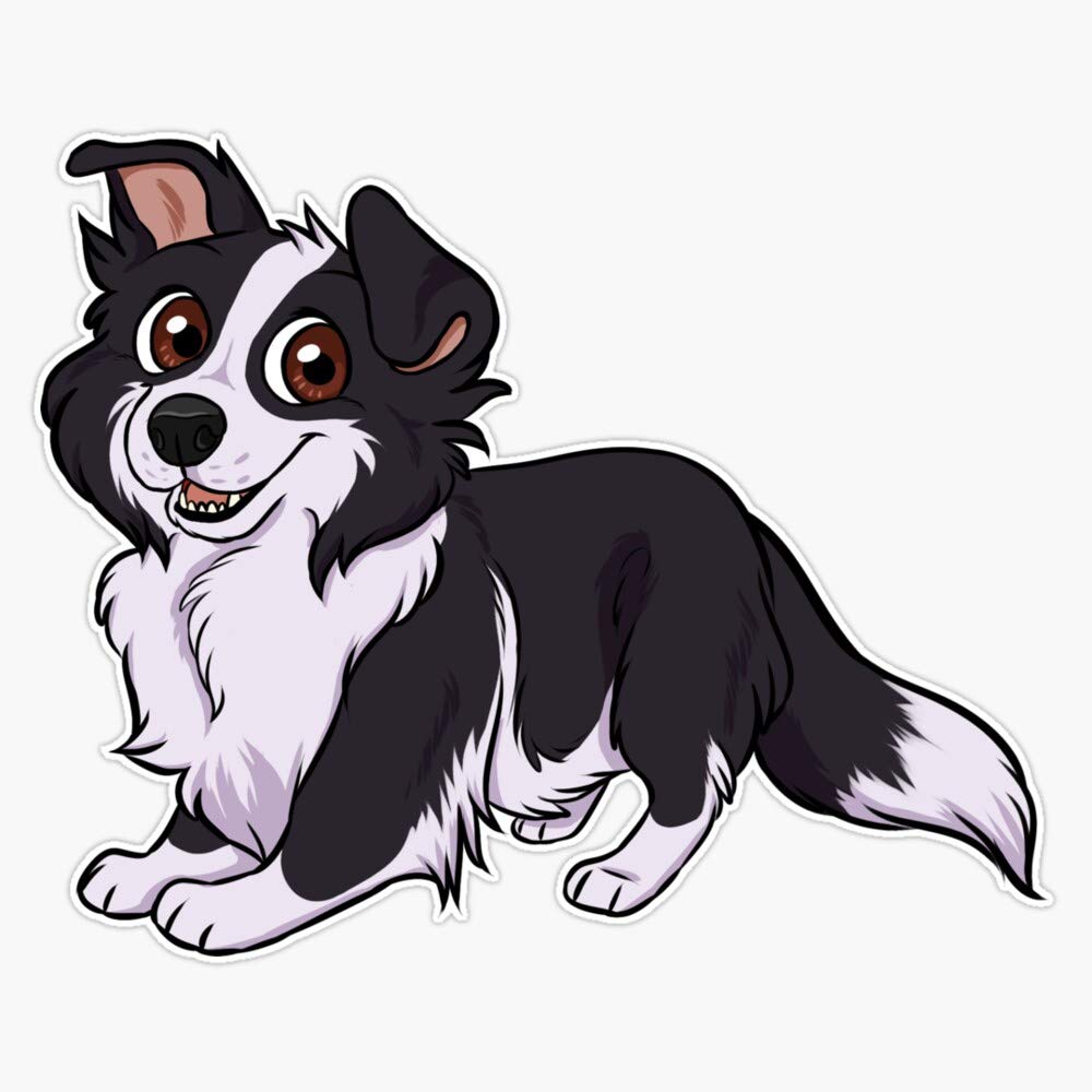 Border Collie Chibi Vinyl Waterproof Sticker Decal - 5 Inch Durable Car, Laptop, Wall & Window Decoration - Perfect for Pet Lovers, DIY Home Decor & Personalizing Your Belongings
