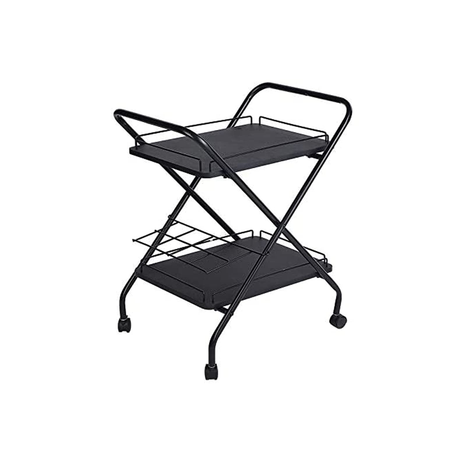 HomVent Rolling Bar Cart with Wine Rack - 2-Tier Wooden Trays Metal Serving Trolley for Kitchen, Hotel & Restaurant - Mobile Kitchen Cart for Wine, Tea & Beverage Serving - Perfect for Home Entertaining, Commercial Use & Party Hosting