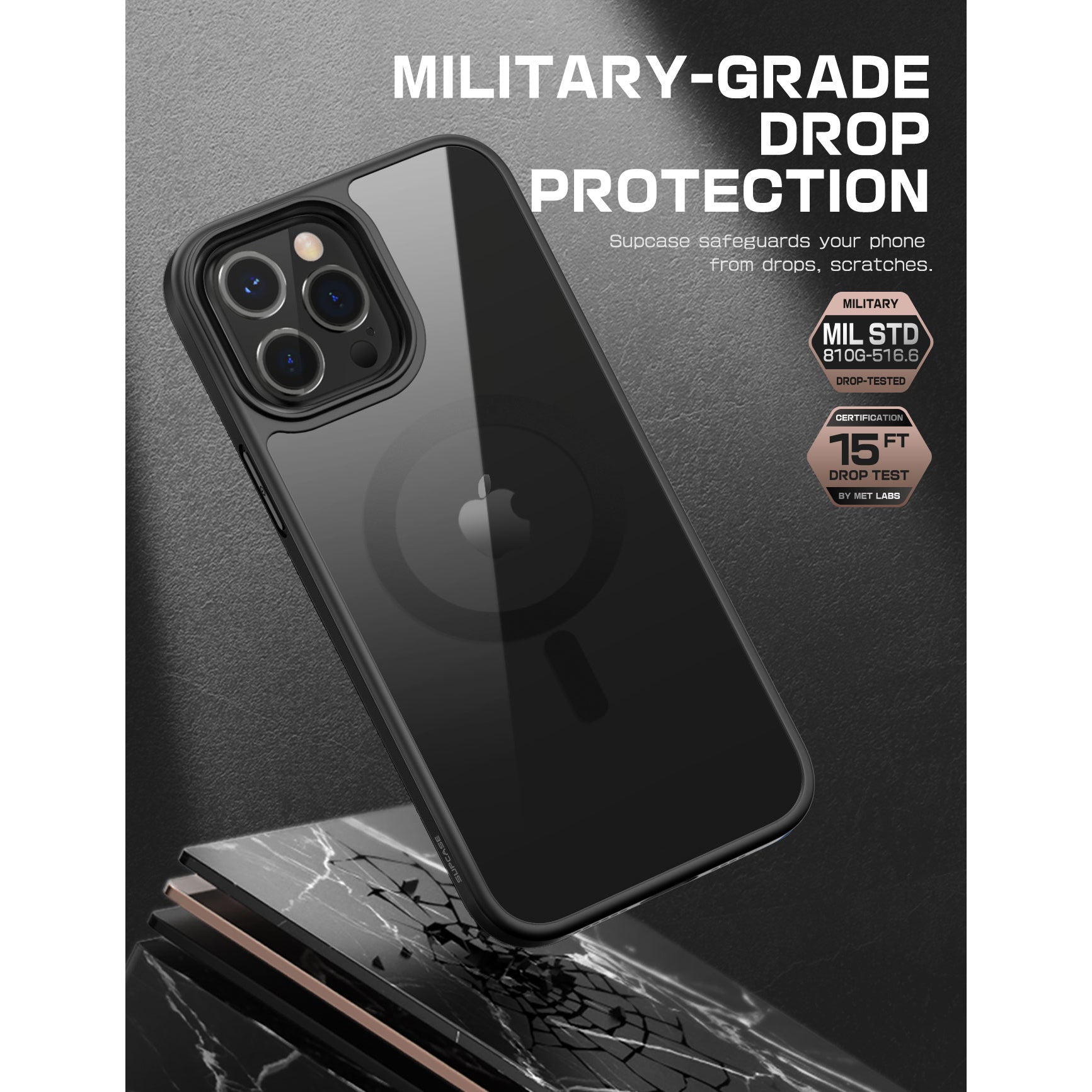 iPhone 13 Pro Max Case 6.7 Inch - Unicorn Beetle MAG Slim Clear Protective Cover with MagSafe Compatible (Smoke Black) - Perfect for Everyday Use, Travel & Wireless Charging
