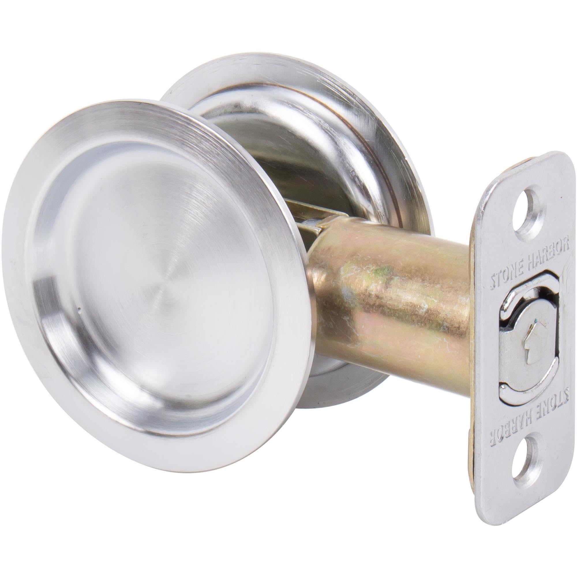 Round Pocket Door Lock - Passage & Hall/Closet Latch with 2-3/8