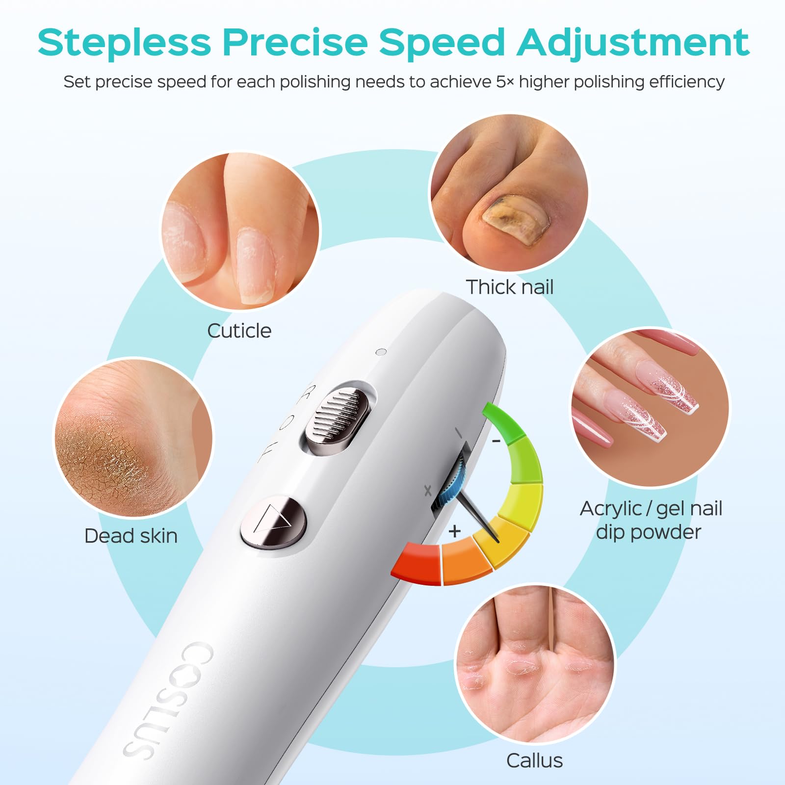 Professional Cordless Nail Drill Kit - Rechargeable Electric Nail File for Acrylic, Gel & Dip Powder Nails | Portable Manicure Machine with LED Light | Perfect for Home Salon & DIY Nail Art | White