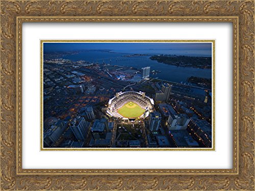 Petco Park 2X Matted 24x20 Gold Ornate Framed Stadium Art Print - Perfect for Baseball Fans, Sports Memorabilia Collectors & Home Office Decor