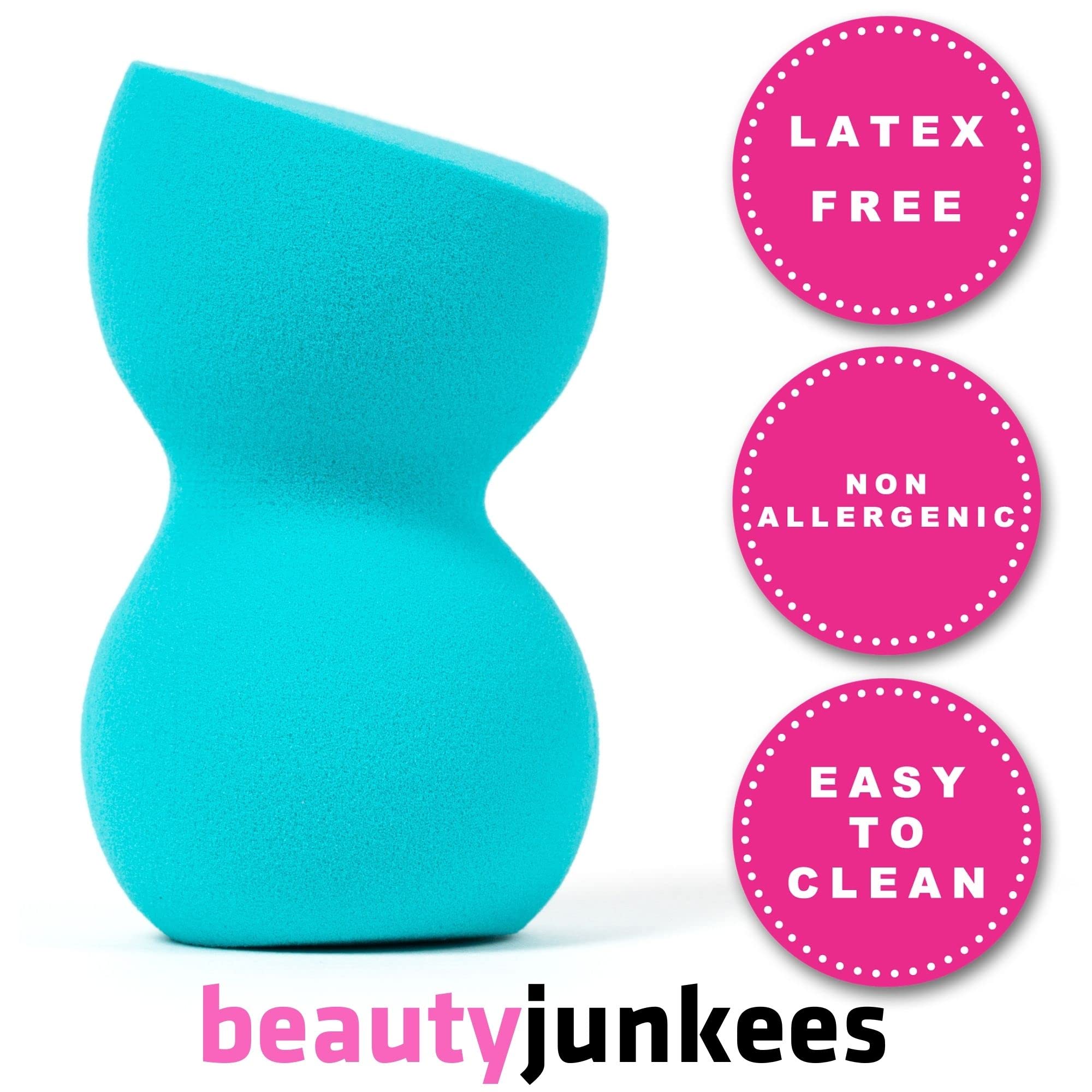 Beauty Junkees Makeup Sponge Blender - Blue Sculptor Foundation Sponge for Liquid, Cream & Powder | Latex-Free Cosmetic Blender for Wet & Dry Application | Perfect for Flawless Makeup Blending & Contouring