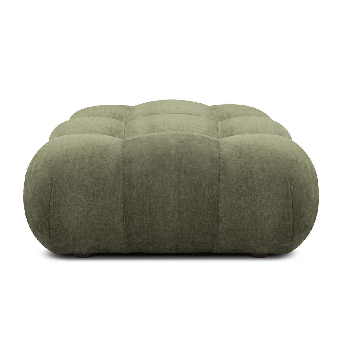 Bowie Textured Velvet Ottoman Stool - Soft Round Footrest Pouf for Living Room, Bedroom & Nursery - Plush Velvet Upholstered Accent Seat with Sturdy Wooden Legs