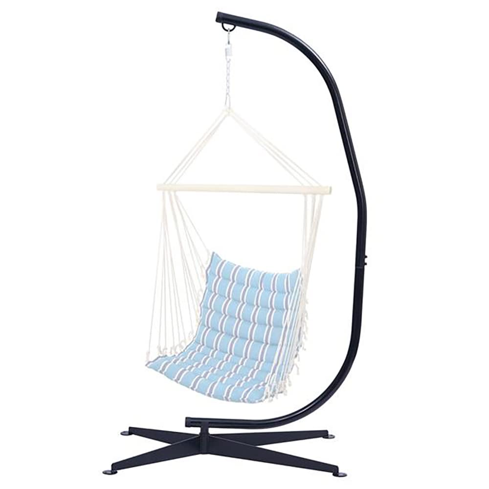 GBB Heavy Duty Metal Hammock Chair Stand - 300 lb Capacity C-Stand for Hanging Hammock Chairs & Porch Swings - Indoor/Outdoor Use - Perfect for Patio, Garden, Balcony & Backyard Relaxation (Black)