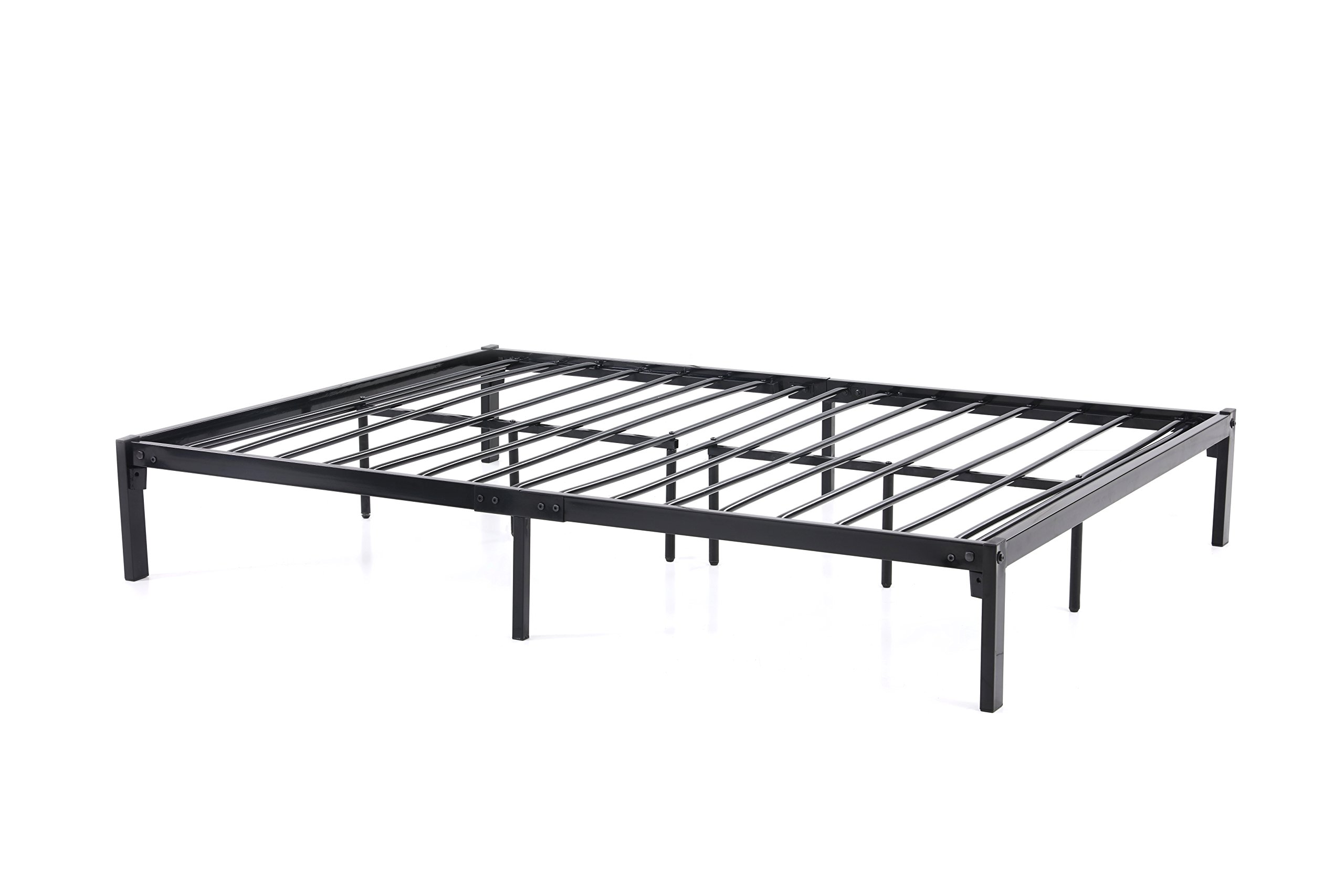 Hodedah Queen Size Bed Frame with Headboard - Black Metal Platform Bed for Bedroom, Dorm, Guest Room - Sturdy & Modern Design for Home Decor
