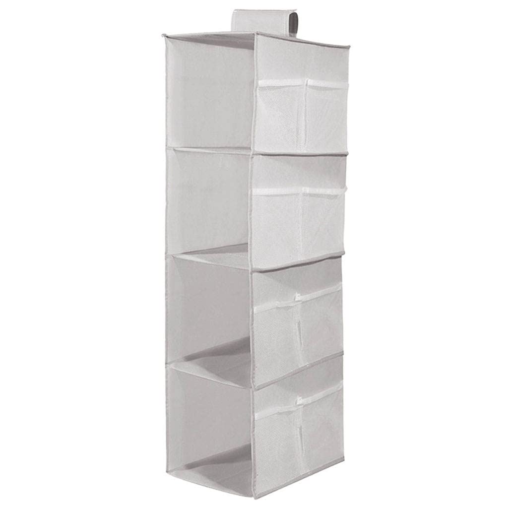 Foldable Hanging Closet Organizer with Side Pockets - Storage Shelves for Sweaters, Bags, Toys, Hats & Clothes - Easy to Attach to Closet Rods - Space Saving Wardrobe Organizer for Bedroom, Closet & Dorm (Gray)
