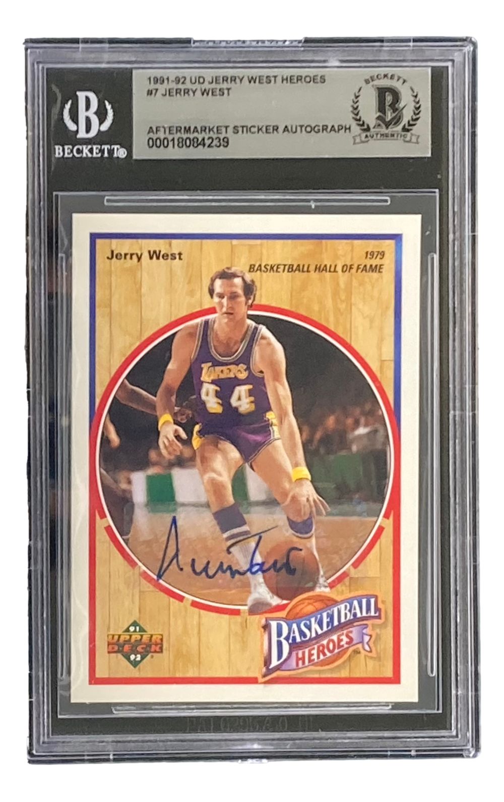 Authentic Jerry West Autographed 1991-92 Upper Deck Heroes #7 Lakers Basketball Trading Card - Perfect for NBA Memorabilia Collectors & Lakers Fans - Display in Home Office, Man Cave, or Sports Collection