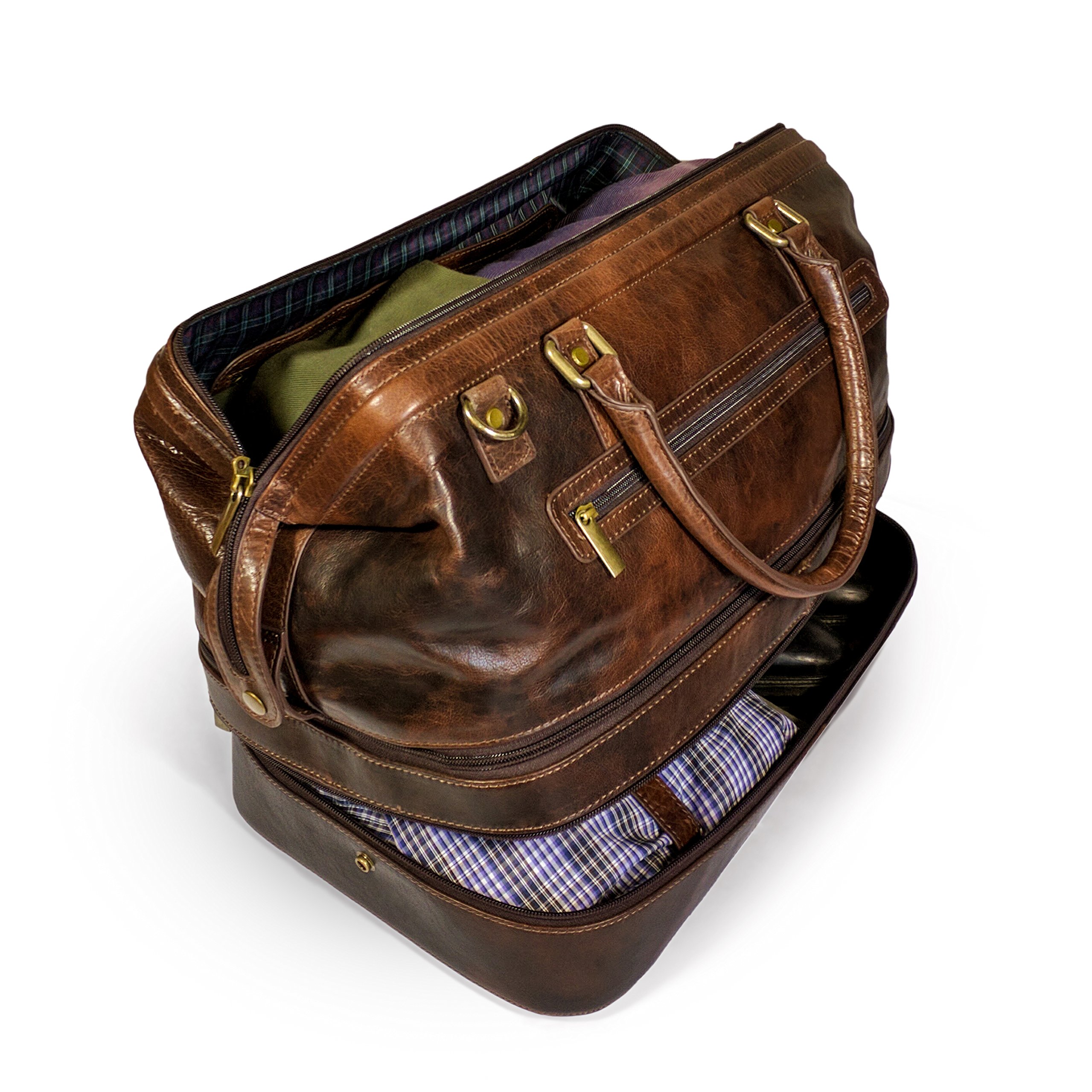 Premium Leather Duffle Bag for Travel & Adventure - Spacious Weekender Luggage with Shoe Compartment | Perfect for Gym, Weekend Getaways & Business Trips