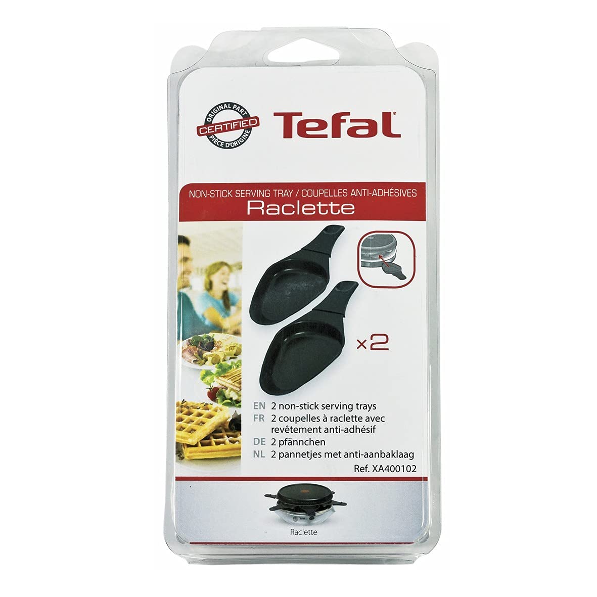 TEFAL XA400102 Set of 2 Raclette Bowls for Cheese Melting, Grilling & Wok Cooking - Perfect for Parties, Fondue Nights & Family Dinners
