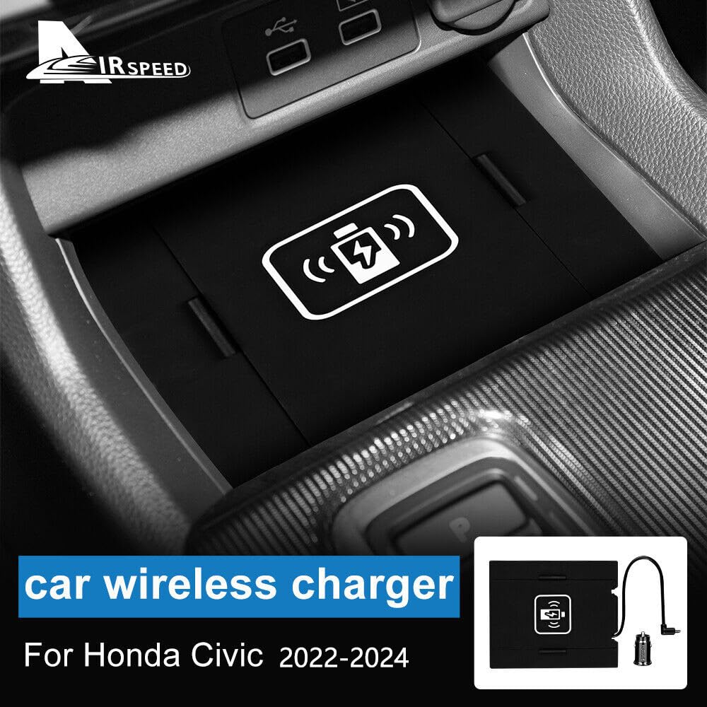 2022-2025 Honda Civic 15W Fast Wireless Charger Pad - Qi Certified Car Charging Station with USB Port - Perfect for Commuting & Road Trips